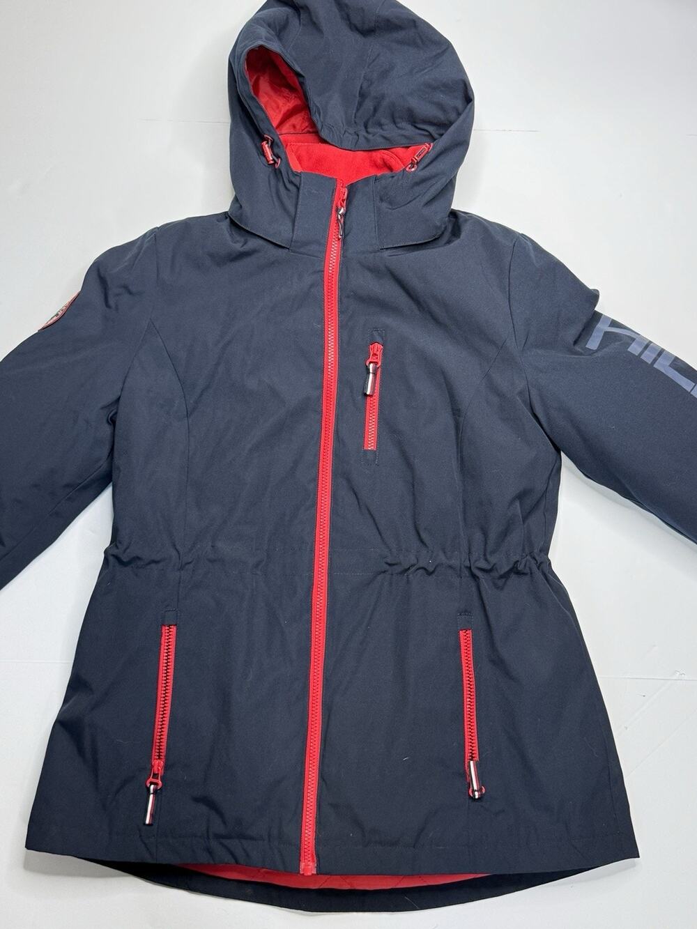 Tommy Hilfiger Womens M 3-in-1 All Weather Jacket Navy Red Removable Liner
